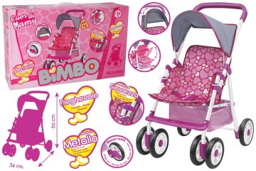 PASSEGGINO A 6 RUOTE PIEGHEVOLE 62CM CON PARASOLE