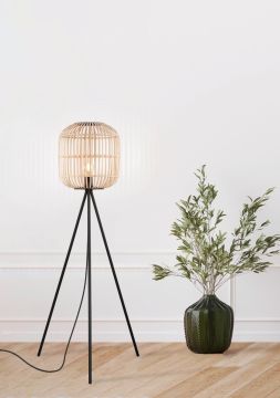 PIANTANA BORDESLEY NERO E NATURAL H. 139.5CM - 1XE27 28W