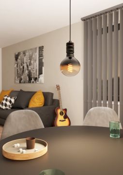 LAMPADARIO YORTH NICHEL-NERO/NERO 11X150CM - 1XE27 40W