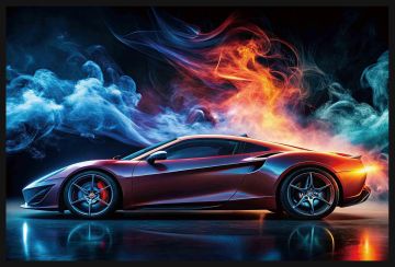 QUADRO IN VETRO MACCHINA 90X60CM