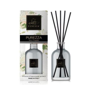 DIFFUSORE PER AMBIENTI CON BASTONCINI SENSAZIONALE 250ML PUREZZA TALCO PREGIATO