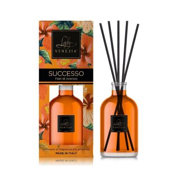 DIFFUSORE PER AMBIENTI CON BASTONCINI SENSAZIONALE 250ML SUCCESSO FIORI DI ARANCIO