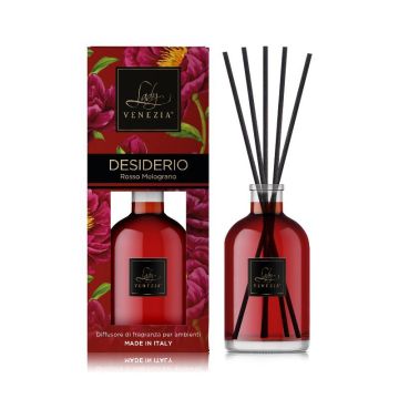 DIFFUSORE PER AMBIENTI CON BASTONCINI SENSAZIONALE 250ML DESIDERIO ROSSO MELOGRANO