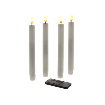 SET 4 CANDELE A LED IN CERA E PLASTICA BIANCO H. 24,5CM