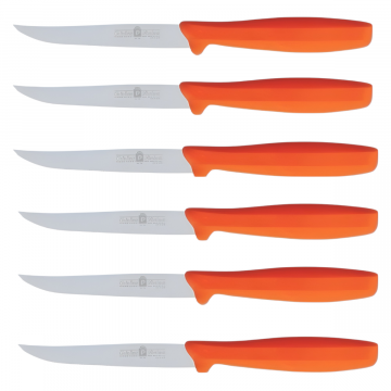 SET 6 COLTELLI PER BISTECCA ARANCIO LINEA L'ORIGINALE MIGLIORE 11CM