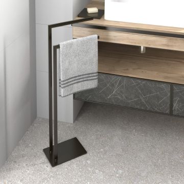 LINEA STELVIO - PIANTANA PORTA ASCIUGAMANI NERO OPACO