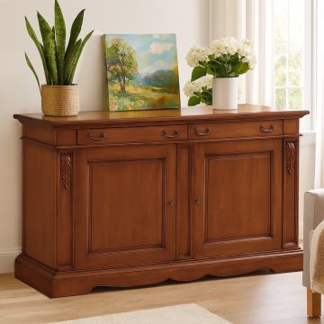 CREDENZA IN LEGNO MASSELLO CM 220X60 H. 115 FINITURA BASSANO