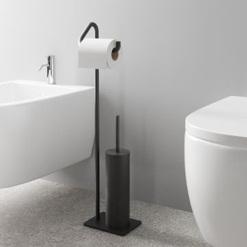 LINEA ASIAGO - PIANTANA PORTA ROTOLO E SCOPINO NERO OPACO