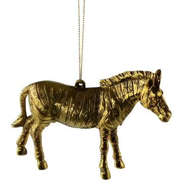 PENDENTE CON ZEBRA IN PLASTICA COLORE ORO 12X4 H. 7.5CM