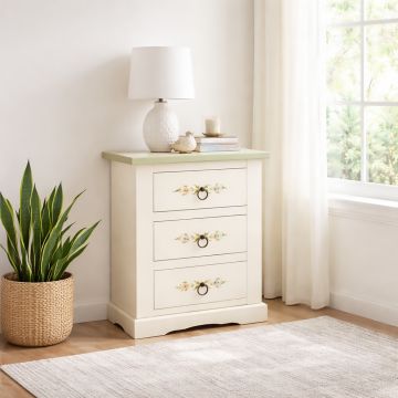 COMODINO* ART.497 BIANCO C/DECORI LUCIDO E IMB. CM 60X35 H70