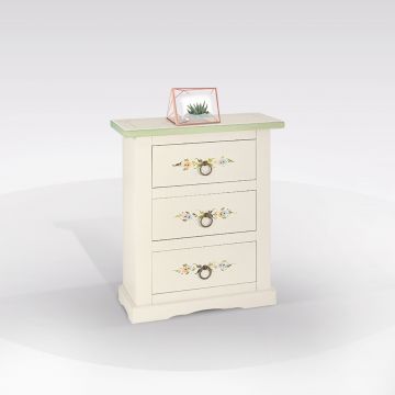 COMODINO* ART.497 BIANCO C/DECORI LUCIDO E IMB. CM 60X35 H70