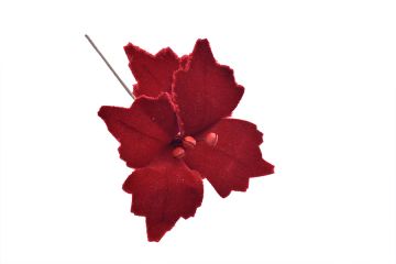 FIORE ROSSO GLITTERATO IN VELLUTO 