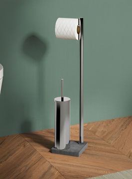 LINEA TRILLY - PIANTANA PORTA ROTOLO/SCOPINO CROMO E GRIGIO