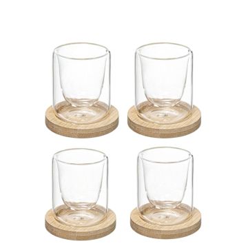 SET 4 BICCHIERI C/SOTTOBICCHIERE IN BAMBOO