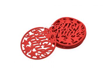 SOTTOBICCHIERE NATALIZIO IN FELTRO ROSSO DIAMETRO 10CM SP. 3MM