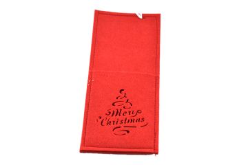 PORTAPOSATE IN FELTRO ROSSO DECORATO MERRY CHRISTMAS 10X23CM