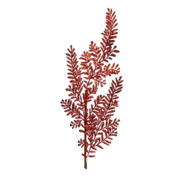 RAMO CON FOGLIE GLITTERATE ROSSO H 70CM