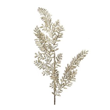 RAMO CON FOGLIE GLITTERATO CHAMPAGNE H 70CM