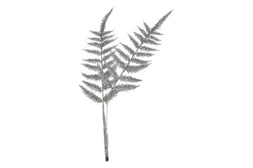RAMO GLITTERATO CON FOGLIE ARGENTO H 65CM