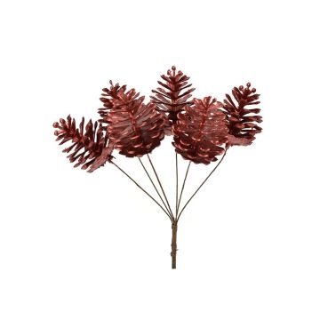 RAMO PIGNETTE PICCOLE COLOR METALLIZZATO ROSSO H. 26CM