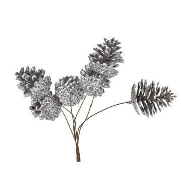 RAMO PIGNETTE PICCOLE COLOR METALLIZZATO ARGENTO H. 26CM