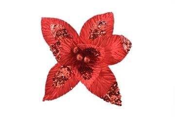 FIORE CON GLITTER ROSSO 35X33CM