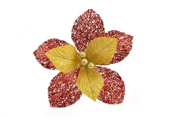 FIORE CON GLITTER ORO E ROSSO 35X30CM