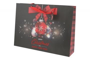 BUSTA DI NATALE DI CARTA CHRISTMAS/HAPPY NEW YEAR 45.5X10.5X33CM