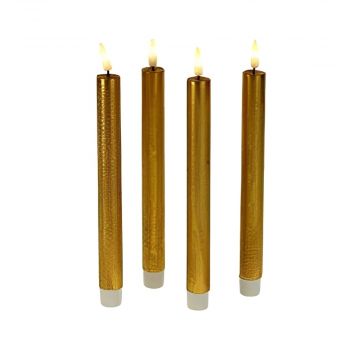 SET 4 CANDELE A LED IN PLASTICA E CERA FINITURA ORO H. 24,5CM