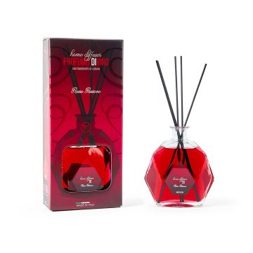 DIFFUSORE DI ESSENZA BOTTIGLIA ESAGONALE ROSSO PASSIONE CON BACC. 300ML