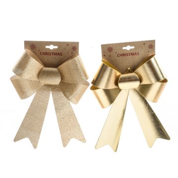 COCCARDA NATALIZIA IN TESSUTO/PVC ORO 22X7CM H 32CM ASSORTITO