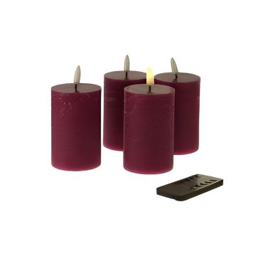 SET 4 CANDELE A LED CON FIAMMA 3D IN PLASTICA E CERA VIOLA 6,5X10CM