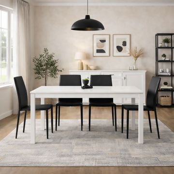 TAVOLO ALLUNGABILE CM 160X90 BIANCO FRASSINATO 