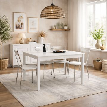 TAVOLO ALLUNGABILE CM 130X80 BIANCO FRASSINATO  