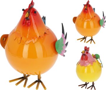 DECORAZIONE GALLO IN METALLO 21X25 H. 28CM ASSORTITO
