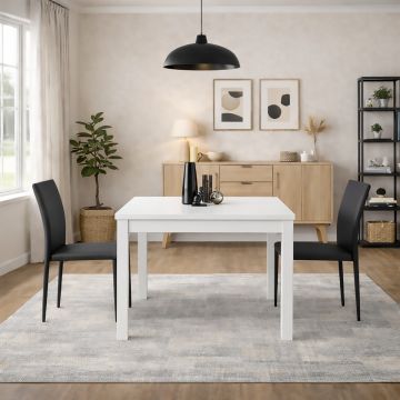 TAVOLO A LIBRO CM 90X90 BIANCO FRASSINATO