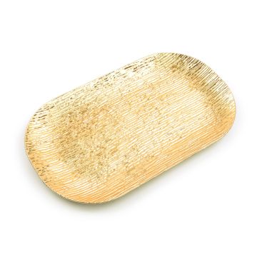 VASSOIO OVALE IN PLASTICA 43X25.5 H.3 CM ORO