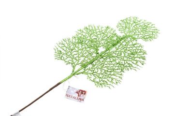 RAMO CON FOGLIA CORALLO GLITTERATO VERDE H 71CM
