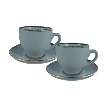 SET 2 TAZZINE CAPPUCCINO CON PIATTO IN PORCELLANA FANGO