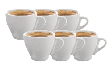 SET 6 TAZZINE DA CAFFE' IN CERAMICA CON MANICO BIANCHE