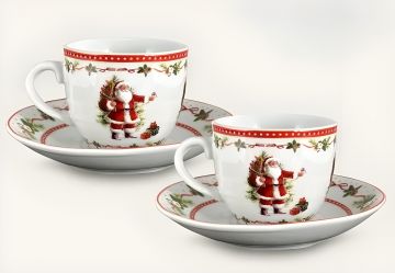 SET 2 TAZZE CON PIATTINO SANTA CLAUS