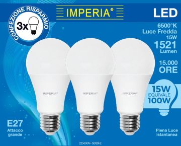 SET 3 IMPERIA LED GOCCIA OPALE E27 15W 230V 6400K 25000H