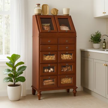 DISPENSA IN LEGNO MASSELLO CM 82X44 H. 154.7 TINTA NOCE