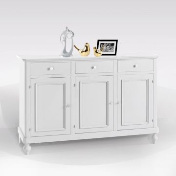 CREDENZA LACCATA BIANCA 3 ANTE E 3 CASSETTI 