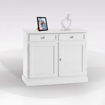 CREDENZA 2 ANTE 2 CASSETTI LACCATO BIANCO