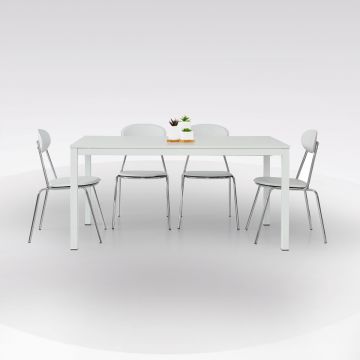 TAVOLO ALL. 140X90 BIANCO E BIANCO FRASSINATO 