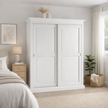 ARMADIO 2 ANTE SCORREVOLI LACCATO BIANCO