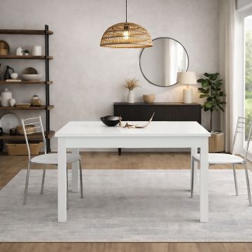 TAVOLO ALLUNGABILE CM 140X90 BIANCO FRASSINATO 