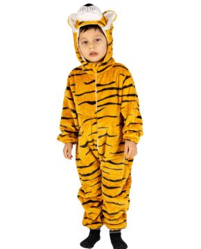 TUTINA TIGROTTO DA BAMBINO IN PELLICCIA DI PILE CON CAPPUCCIO 1-2 ANNI