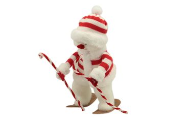 SNOWMAN CON SCI BIANCO/ROSSO 18X14X33CM